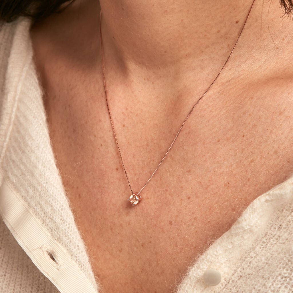 Collier Solitaire Argent Rose Rio Santa Teresa Oxyde De Zirconium - Colliers fantaisie Femme | Histoire d’Or