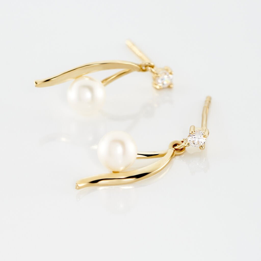 Boucles D'oreilles Pendantes Orientale Or Jaune Perle De Culture - Boucles d'oreilles pendantes Femme | Histoire d’Or