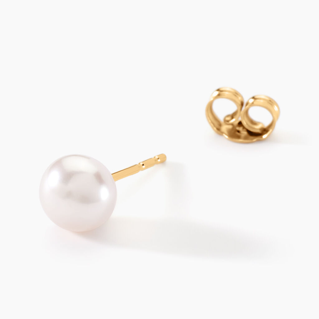 Boucles D'oreilles Puces Kesya Or Jaune Perle De Culture - Clous d'oreilles Femme | Histoire d’Or