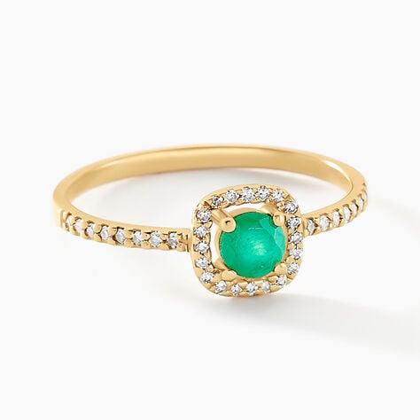 Bague Cosimo Or Jaune Emeraude Diamant - Bagues solitaires Femme | Histoire d&rsquo;Or