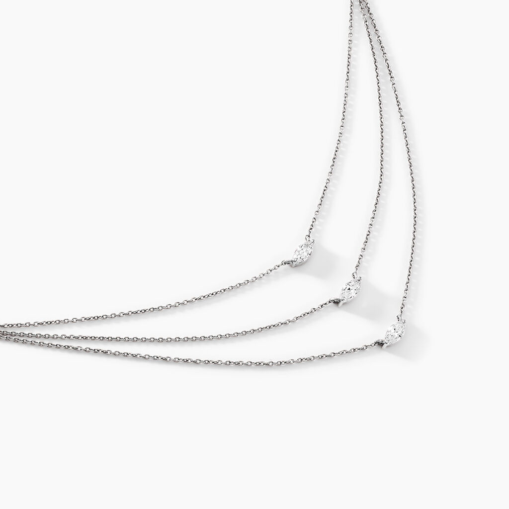 Collier Navette Argent Blanc Oxyde De Zirconium - Colliers fantaisie Femme | Histoire d&rsquo;Or