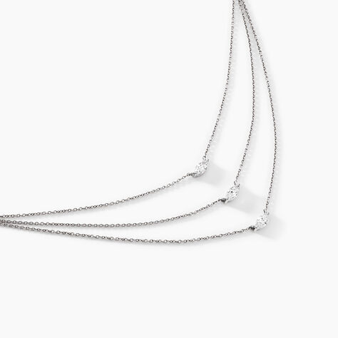 Collier Navette Argent Blanc Oxyde De Zirconium - Colliers fantaisie Femme | Histoire d&rsquo;Or