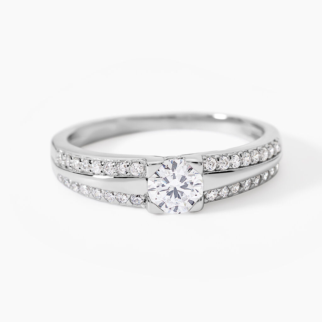 Bague Solitaire Maevane Argent Blanc Oxyde De Zirconium - Bagues solitaires Femme | Histoire d&rsquo;Or