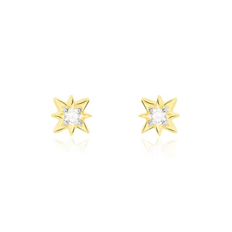 Boucles D'oreilles Puces Astralia Or Jaune Oxyde De Zirconium - Clous d'oreilles Femme | Histoire d’Or