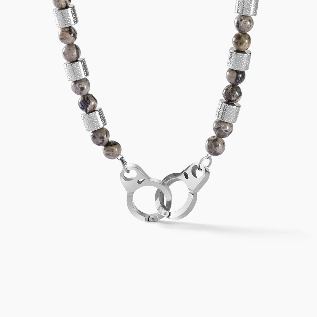 Collier Kuro Acier Blanc Autres Pierres - Colliers fantaisie Homme | Histoire d’Or
