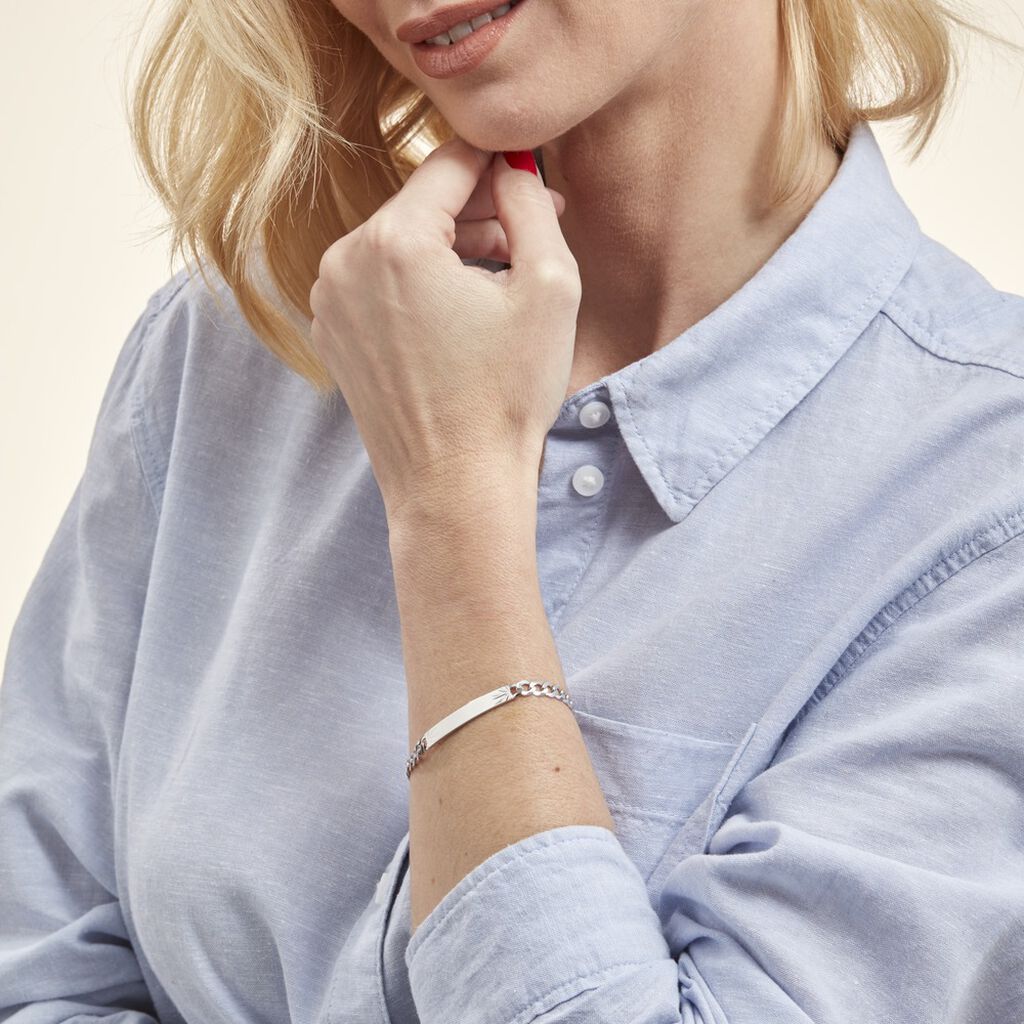 Bracelet Identité Casper Argent Blanc - Gourmettes Femme | Histoire d’Or
