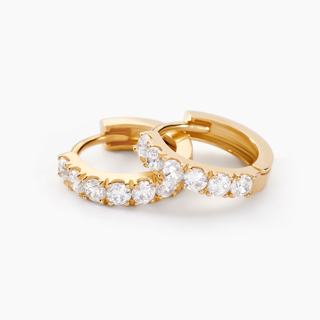 Créoles Andgelina Rondes Or Jaune Oxyde De Zirconium - Boucles d'oreilles créoles Femme | Histoire d’Or