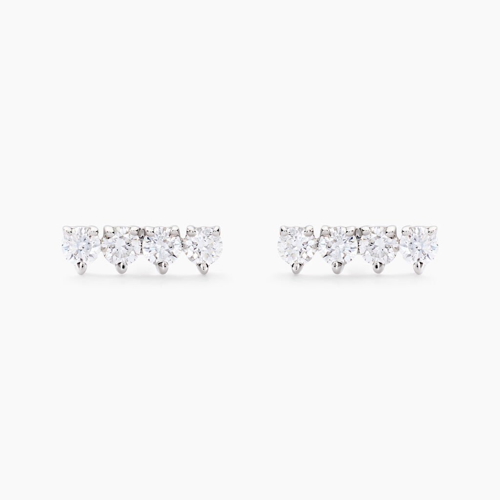 Boucles D'oreilles Puces Blitalia Or Blanc Diamant Synth&eacute;tique - Clous d'oreilles Femme | Histoire d&rsquo;Or