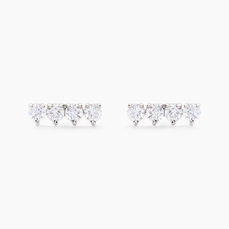 Boucles D'oreilles Puces Blitalia Or Blanc Diamant Synth&eacute;tique - Clous d'oreilles Femme | Histoire d&rsquo;Or