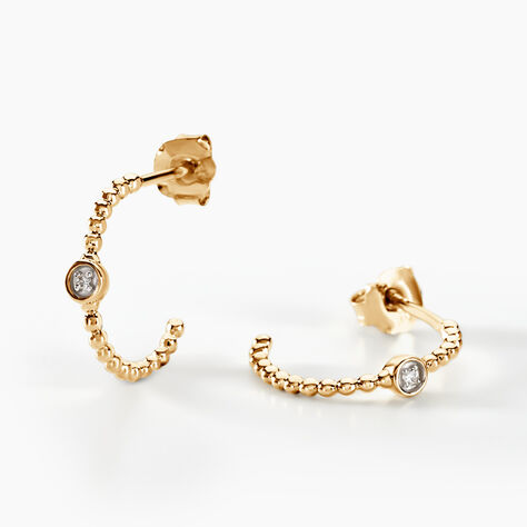 Créoles Pearly Effect Or Jaune Diamant - Boucles d'oreilles créoles Femme | Histoire d’Or