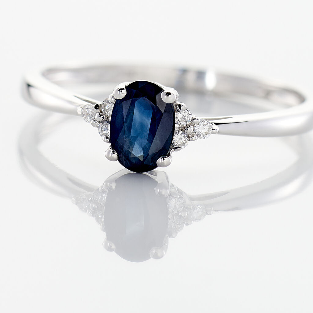Bague Lea Or Blanc Saphir Et Diamant - Bagues solitaires Femme | Histoire d&rsquo;Or