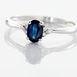 Bague Lea Or Blanc Saphir Et Diamant - Bagues solitaires Femme | Histoire d&rsquo;Or