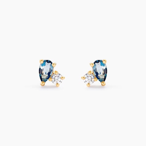 Boucles D'oreilles Puces Kobina Or Jaune Topaze Oxyde De Zirconium - Clous d'oreilles Femme | Histoire d’Or