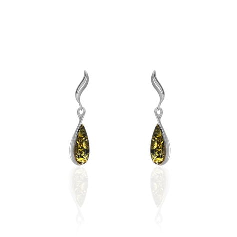 Boucles D'oreilles Pendantes Argent Blanc Odilon Ambre - Boucles d'oreilles fantaisie Femme | Histoire d’Or