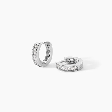 Cr&eacute;oles Alexa Argent Blanc Oxyde De Zirconium - Boucles d'oreilles cr&eacute;oles Femme | Histoire d&rsquo;Or