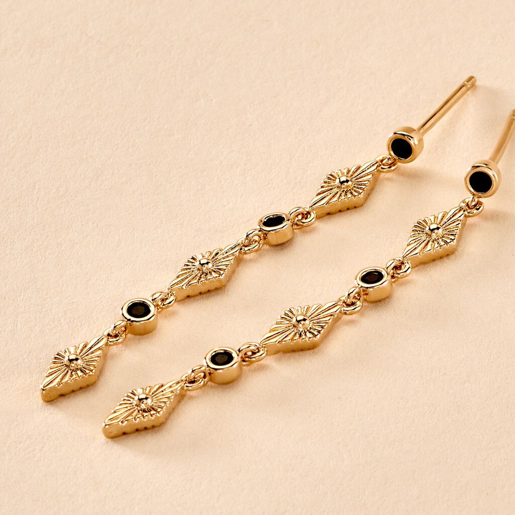 Boucles D'oreilles Pendantes Azteque Plaqué Or Jaune Spinelle - Boucles d'oreilles pendantes Femme | Histoire d’Or