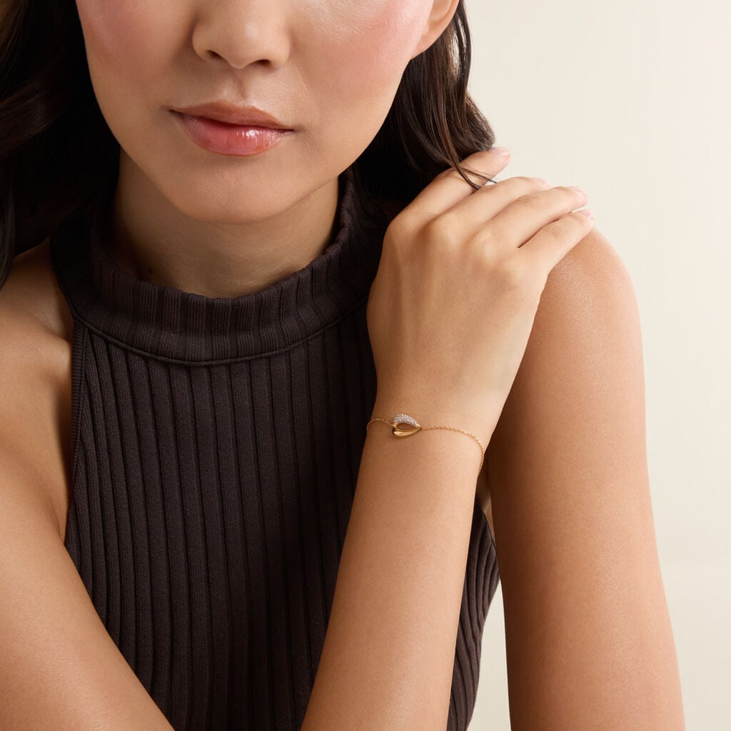 Bracelet Shiny Bold Plaqu&eacute; Or Jaune Oxyde De Zirconium - Bracelets Pierre Femme | Histoire d&rsquo;Or