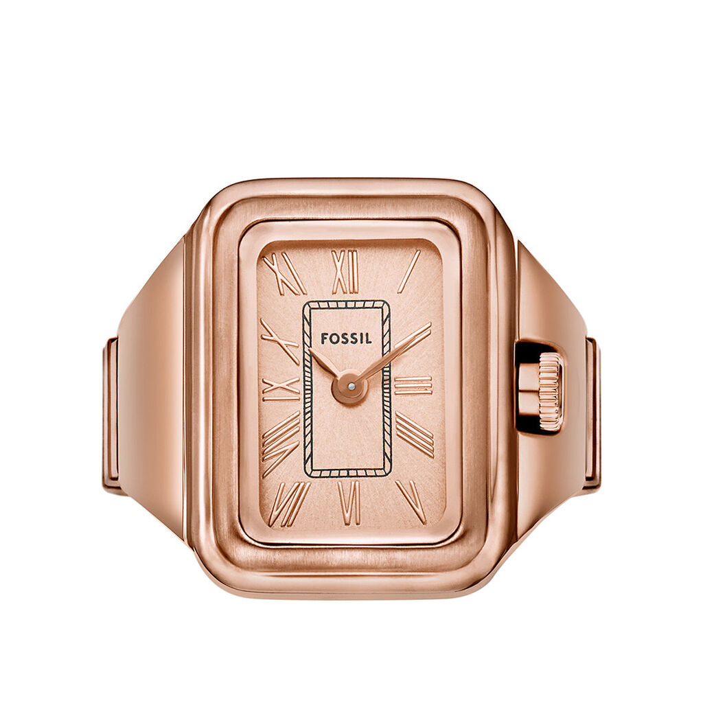 Montre Bague Fossil Raquel Watch Ring Ros&eacute; - Id&eacute;es cadeaux Femme | Histoire d&rsquo;Or