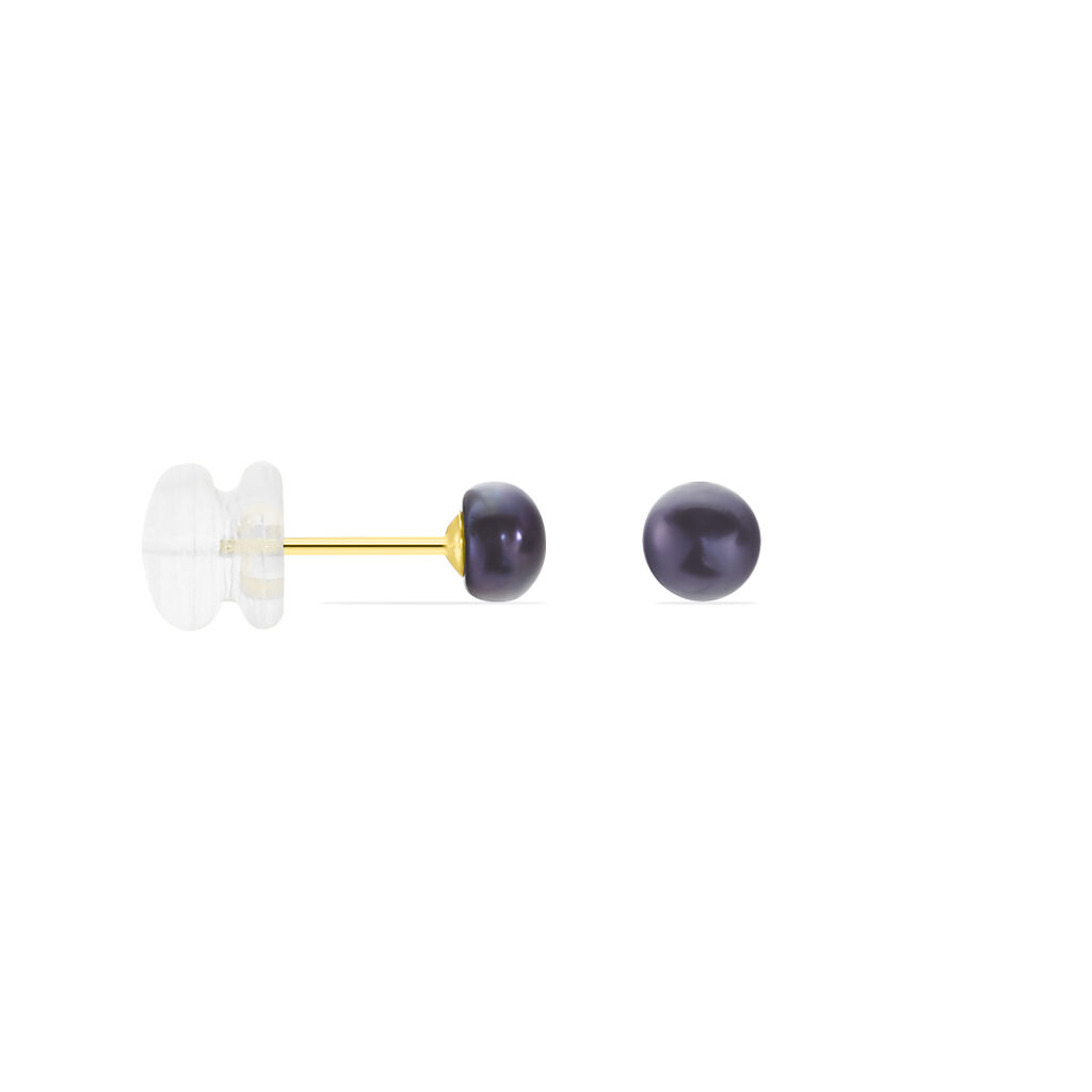 Boucles D'oreilles Puces Micaelle Teintees Or Jaune Perle De Culture - Clous d'oreilles Femme | Histoire d’Or
