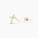 Boucles D'Oreilles Puces Jesusa Argent Dor&eacute; A L'Or 750/1000 Oxyde De Zirconium - Boucles d'oreilles fantaisie Femme | Histoire d&rsquo;Or