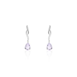 Boucles D'oreilles Pendantes Assaf Or Blanc Amethyste Et Oxyde - Boucles d'oreilles pendantes Femme | Histoire d’Or