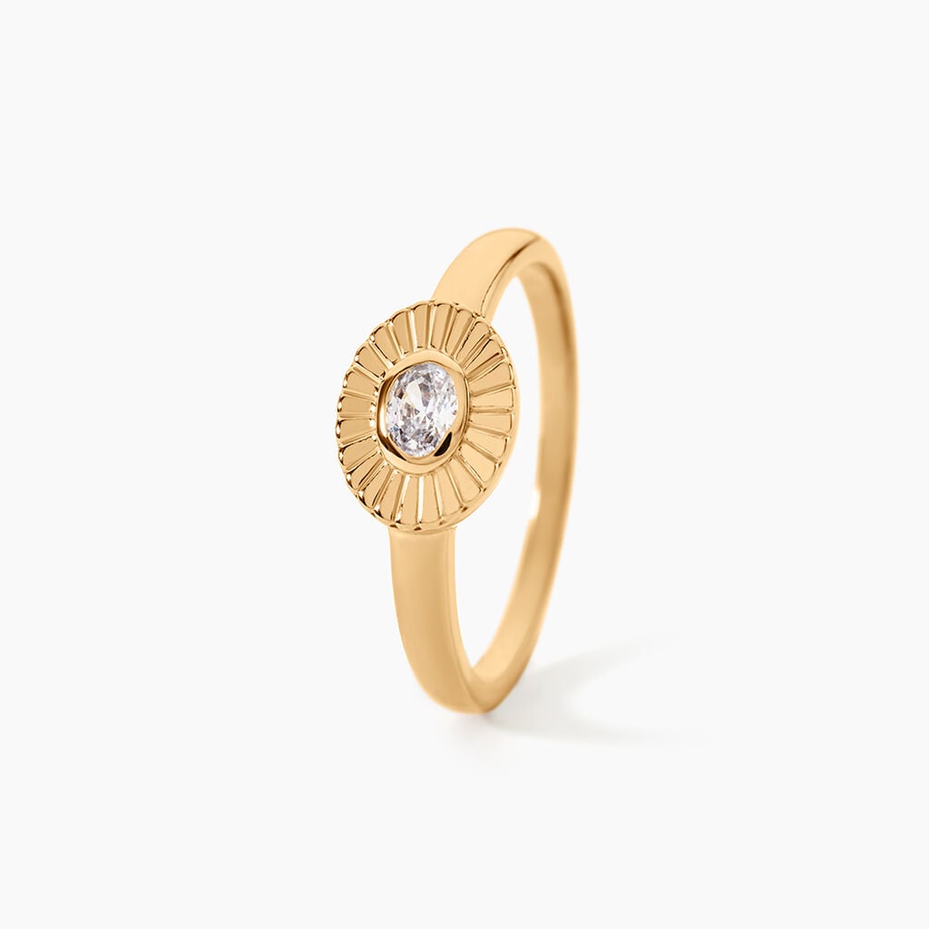Bague Solaria Plaqu&eacute; Or Jaune Oxyde De Zirconium - Bagues solitaires Femme | Histoire d&rsquo;Or
