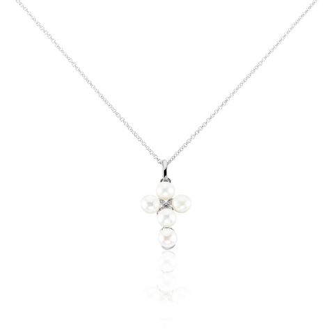 Collier Argent Blanc Burt Perles De Culture Oxydes De Zirconium - Colliers fantaisie Femme | Histoire d&rsquo;Or