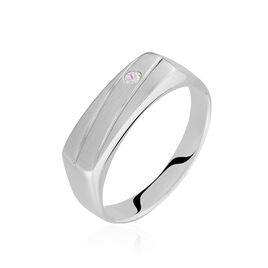 Chevalière Argent Blanc Oxyde De Zirconium - Chevalières Homme | Histoire d’Or