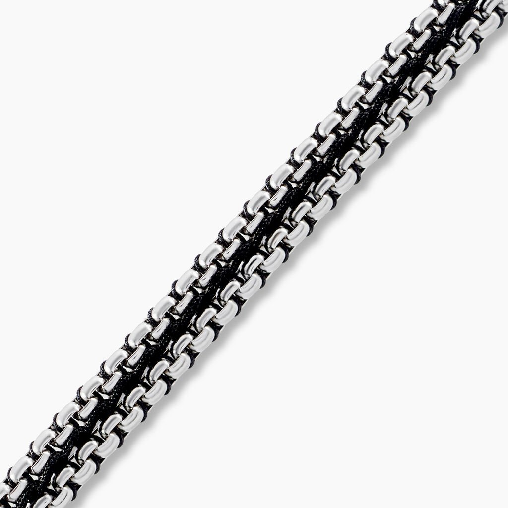 Bracelet Dilhan Acier Blanc - Bracelets cordon Homme | Histoire d&rsquo;Or