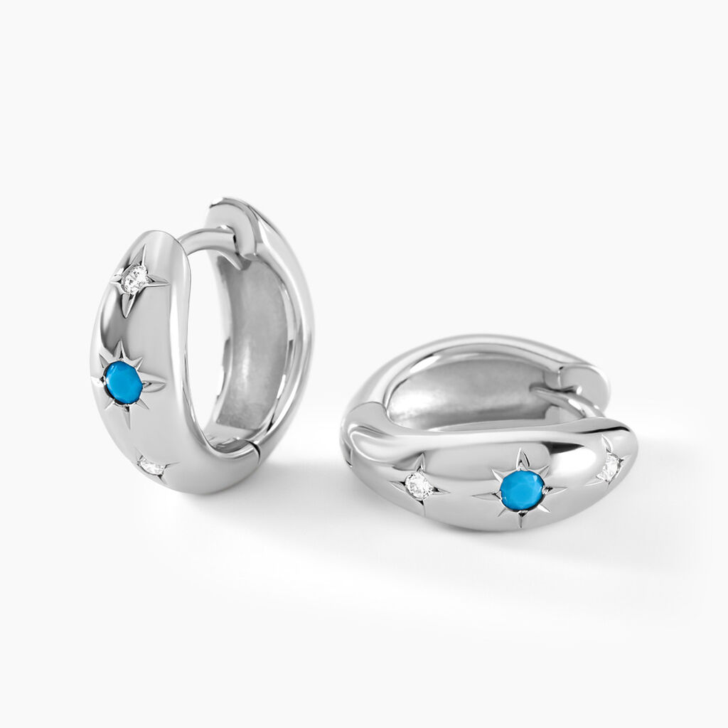 Cr&eacute;oles Ocean Argent Blanc Oxyde De Zirconium - Boucles d'oreilles cr&eacute;oles Femme | Histoire d&rsquo;Or