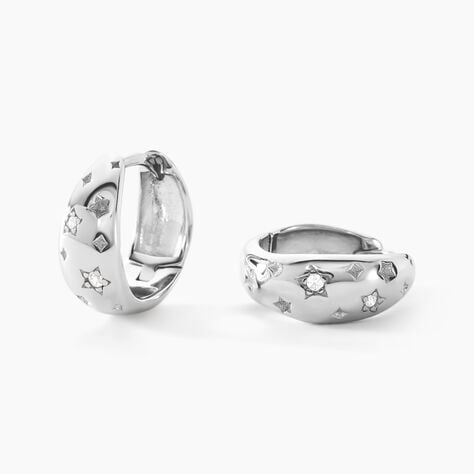 Créoles Astre Precieux Argent Blanc Oxyde De Zirconium - Boucles d'oreilles créoles Femme | Histoire d’Or