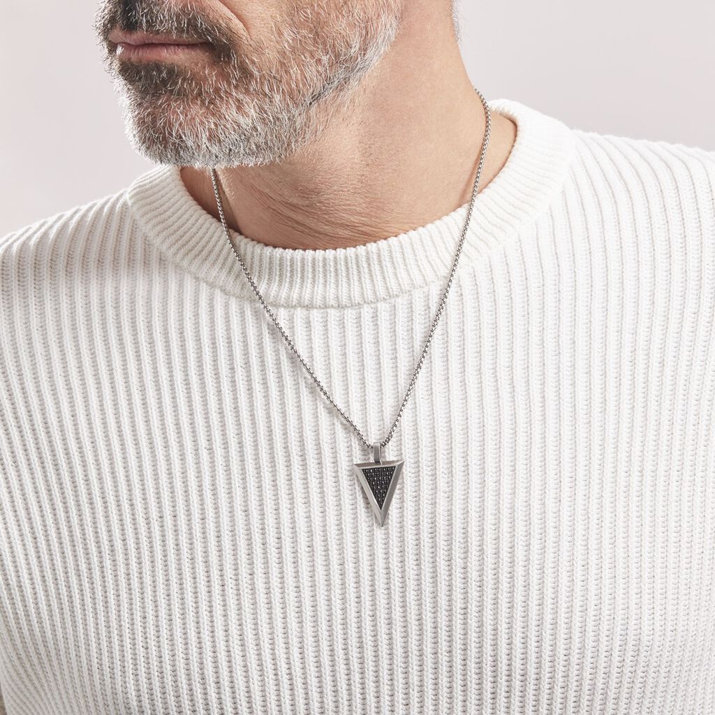 Collier Acier Blanc Stans Oxydes De Zirconium - Colliers fantaisie Homme | Histoire d’Or