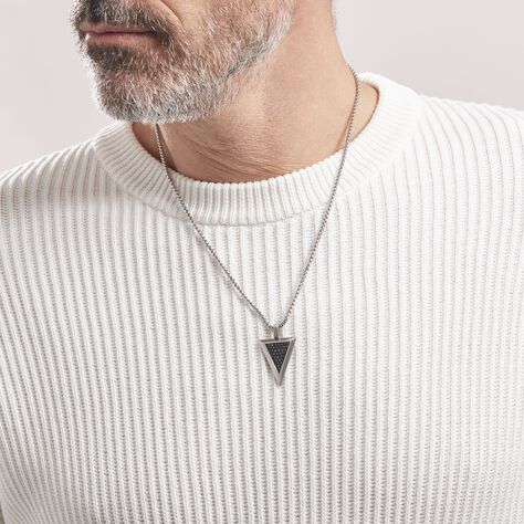 Collier Acier Blanc Stans Oxydes De Zirconium - Colliers fantaisie Homme | Histoire d’Or