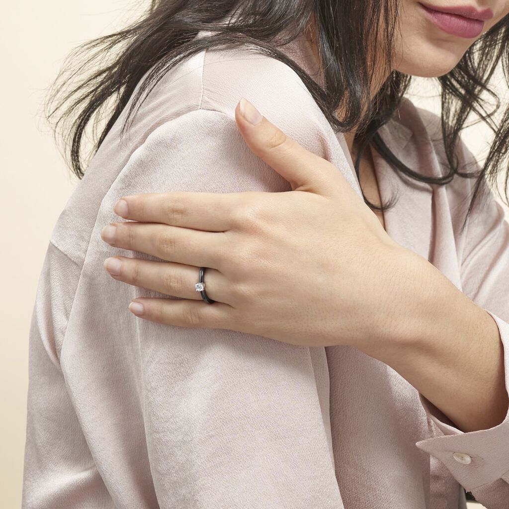 Bague Solitaire Nigelia Argent Blanc Oxyde De Zirconium - Bagues solitaires Femme | Histoire d’Or