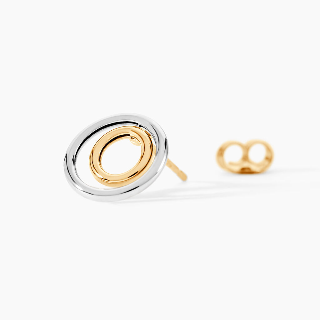 Boucles D'oreilles Pendantes Berangere Double Cercles Or Bicolore - Boucles d'oreilles pendantes Femme | Histoire d&rsquo;Or