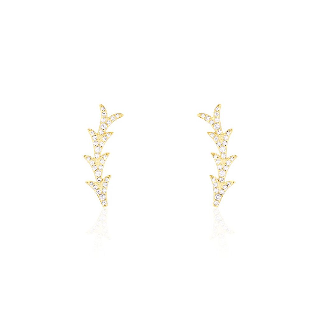 Boucles D'oreilles Puces Ligeia Or Jaune Oxyde De Zirconium - Clous d'oreilles Femme | Histoire d&rsquo;Or