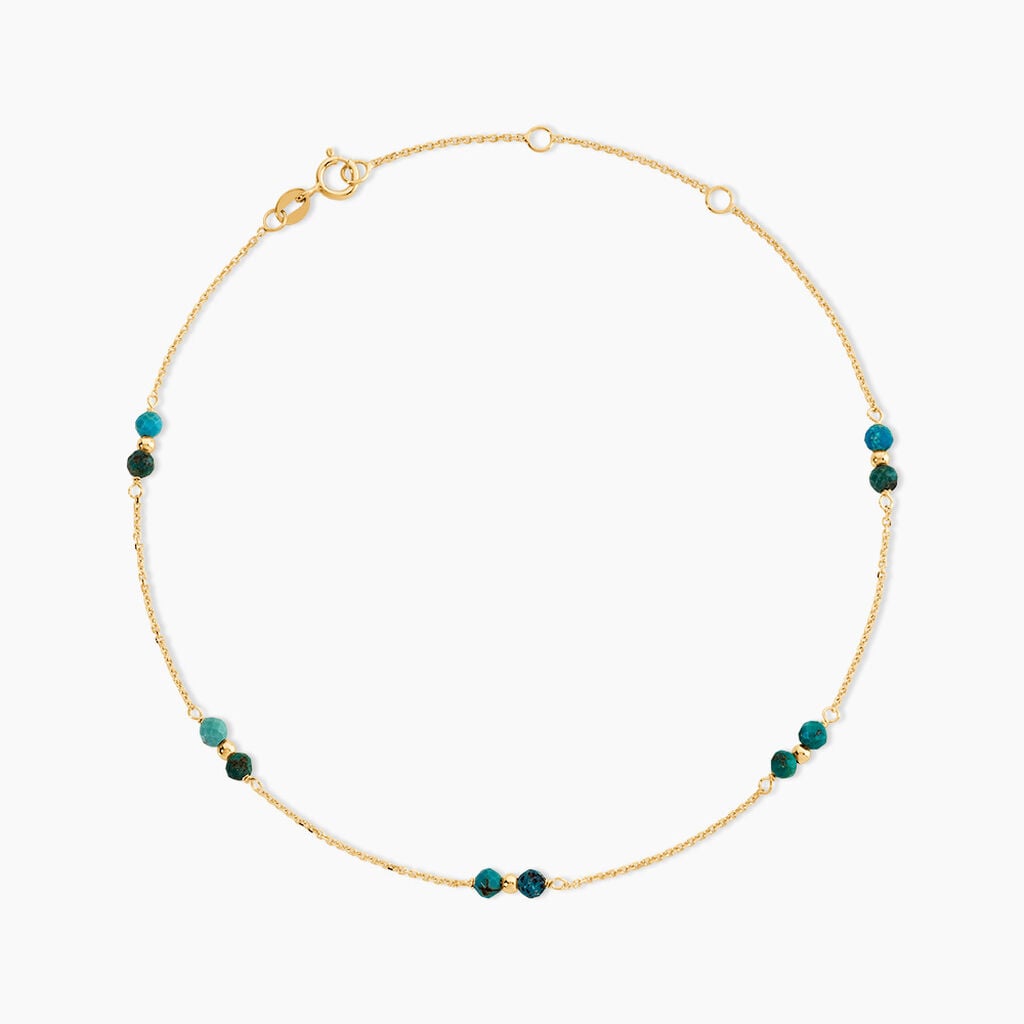 Cha&icirc;ne De Cheville Dimitar Or Jaune Turquoise - Cha&icirc;nes de cheville Femme | Histoire d&rsquo;Or