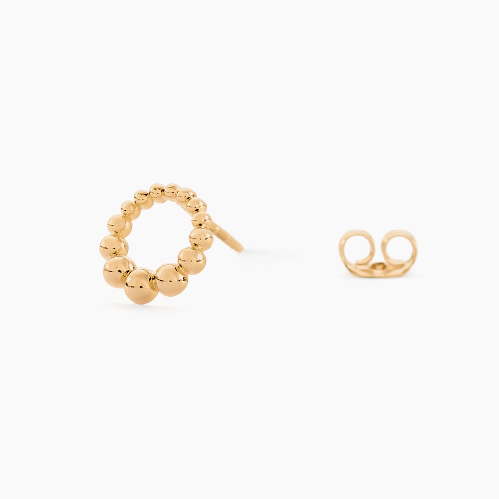 Boucles D'oreilles Puces Golden Beans Plaqué Or Jaune - Boucles d'oreilles fantaisie Femme | Histoire d’Or
