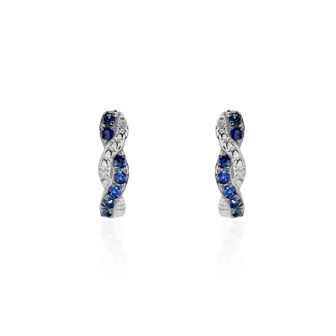 Boucles D'oreilles Puces Ligera Or Blanc Saphir Et Diamant - Clous d'oreilles Femme | Histoire d’Or