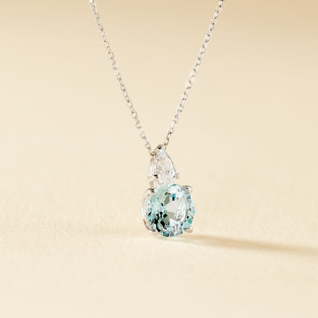 Collier Giana Or Blanc Topaze Et Oxyde De Zirconium - Colliers Femme | Histoire d’Or