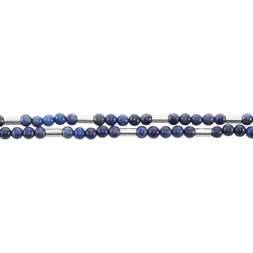 Bracelet Acier Blanc Augusto Lapis Lazuli - Bracelets Homme | Histoire d’Or