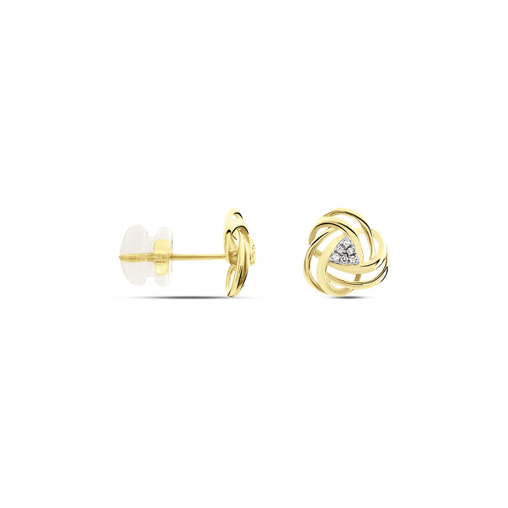 Boucles D'oreilles Puces Or Jaune Afua Diamants - Clous d'oreilles Femme | Histoire d&rsquo;Or