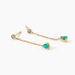 Boucles D'oreilles Pendantes Gracilia Or Jaune Emeraude Diamant - Boucles d'oreilles pendantes Femme | Histoire d&rsquo;Or