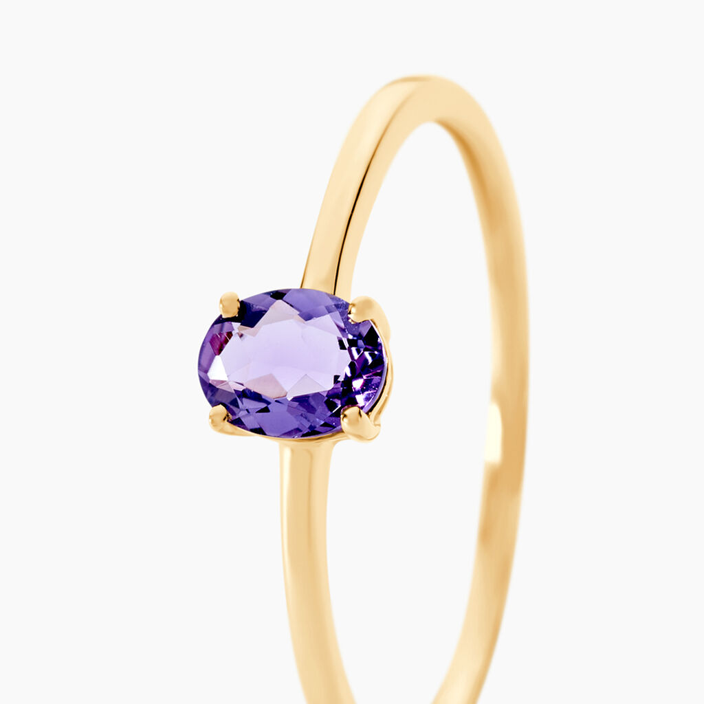 Bague Valentino Or Jaune Améthyste - Bagues solitaires Femme | Histoire d’Or