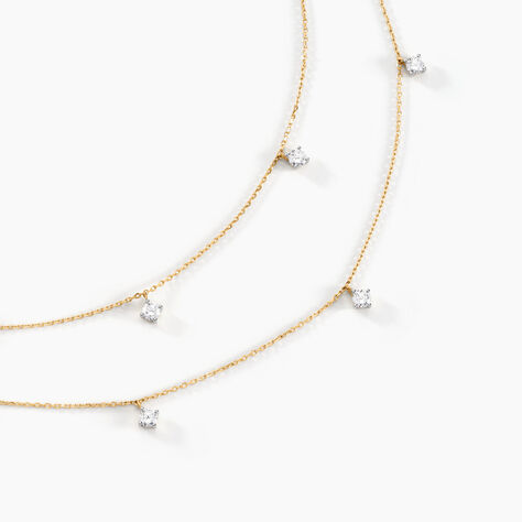 Collier Or Jaune Eclat D'etoile Oxyde De Zirconium - Colliers doubles et triples cha&icirc;nes Femme | Histoire d&rsquo;Or
