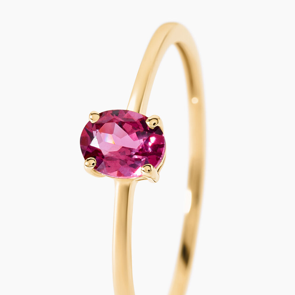 Bague Valentino Argent Dor&eacute; A L'Or 750/1000 Rhodolite - Bagues solitaires Femme | Histoire d&rsquo;Or
