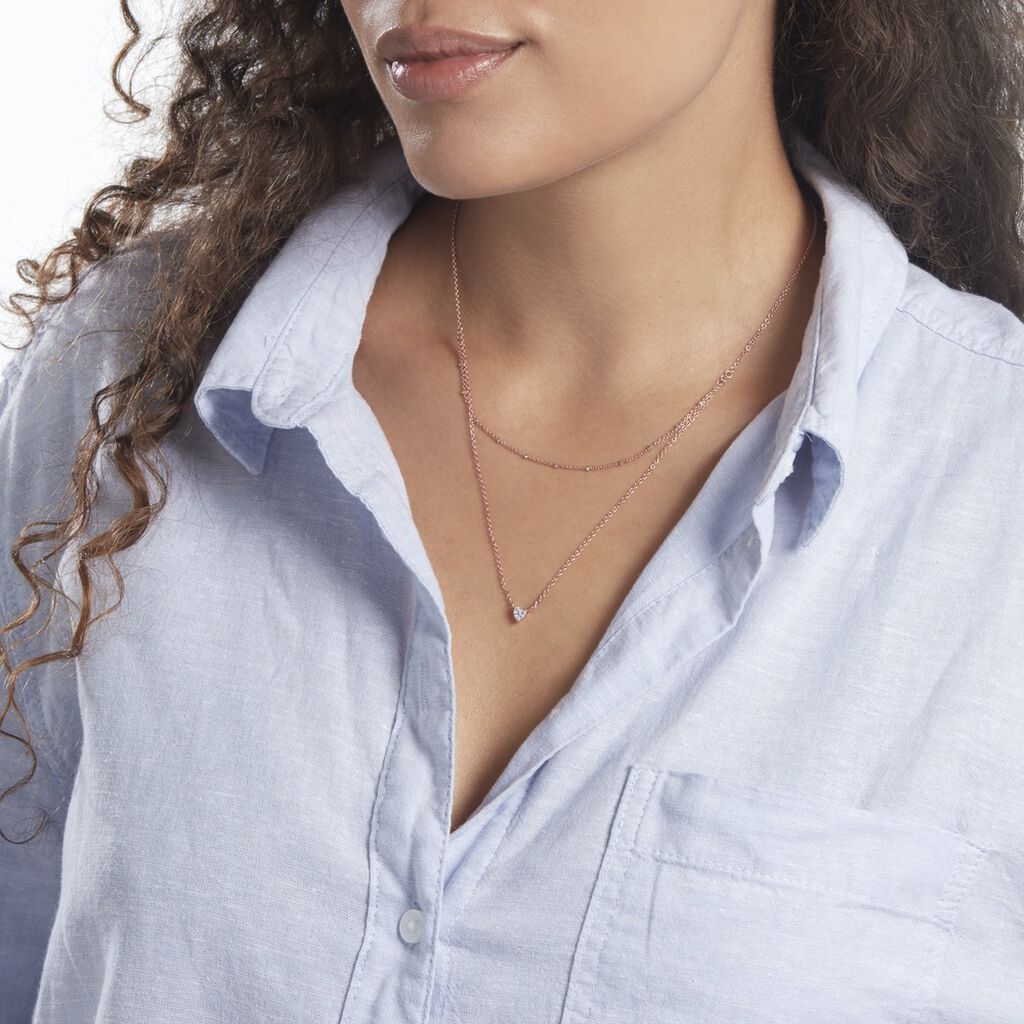 Collier Serres Argent Rose Oxyde De Zirconium - Colliers doubles et triples chaînes Femme | Histoire d’Or