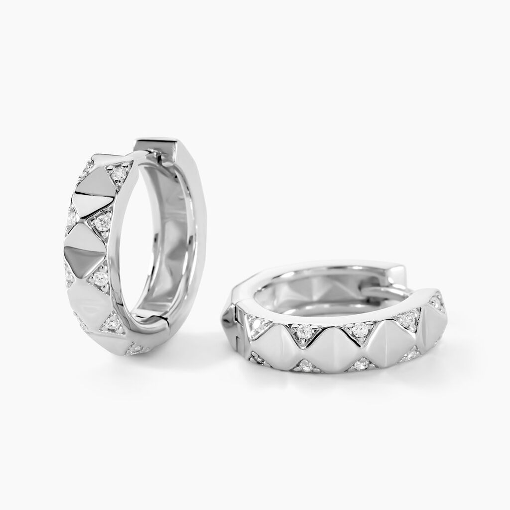 Créoles Anicette Argent Blanc Oxyde De Zirconium - Boucles d'oreilles créoles Femme | Histoire d’Or