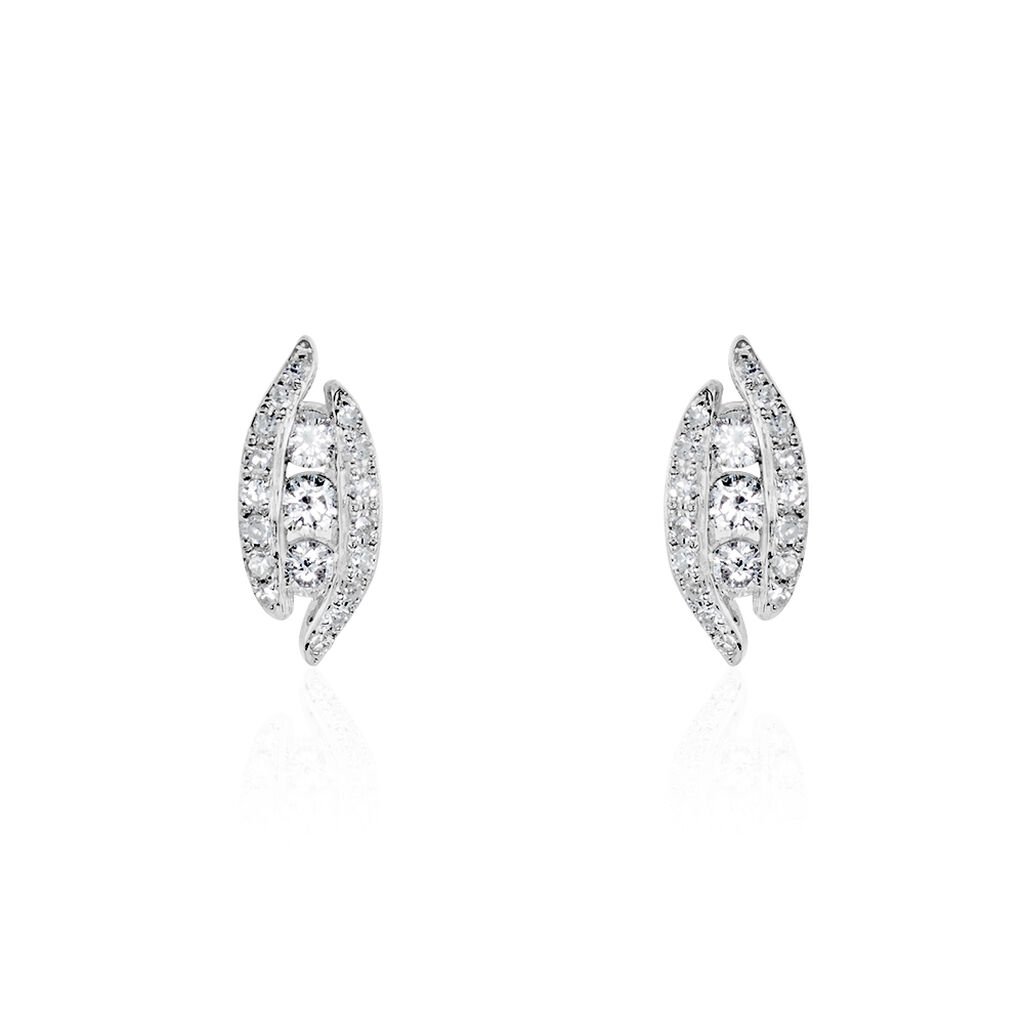 Boucles D'oreilles Puces Eternite Or Blanc Diamant - Clous d'oreilles Femme | Histoire d&rsquo;Or