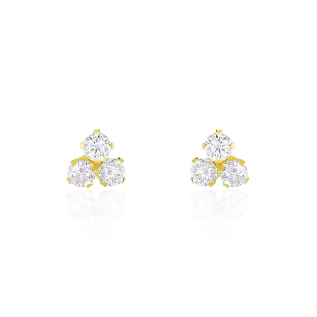 Boucles D'oreilles Puces Or Jaune Oxydes De Zirconium - Clous d'oreilles Femme | Histoire d’Or